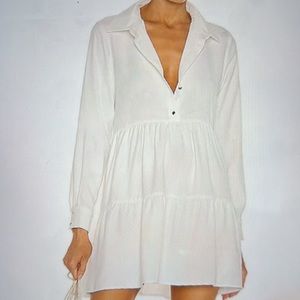 Amanda Uprichard Long Sleeve Pierre Dress in Ivory. Size Medium. 100% Polyester